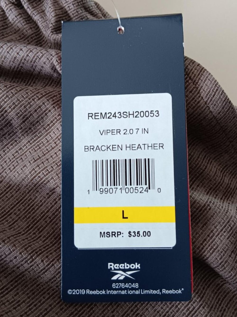 REEBOK Mens Shorts Brown Size Large Slim Activewear NEW